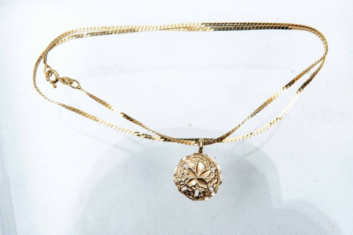 14K Gold Sanddollar & Necklace