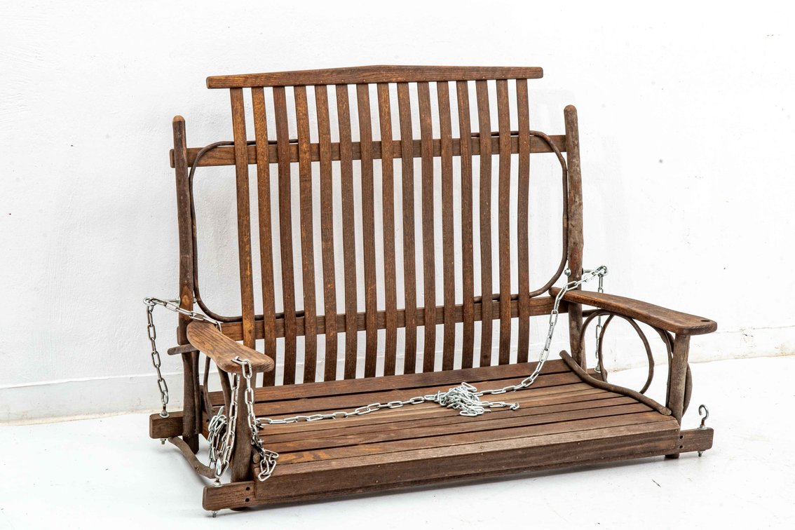 Bent Twig & Slat Wood Porch Swing