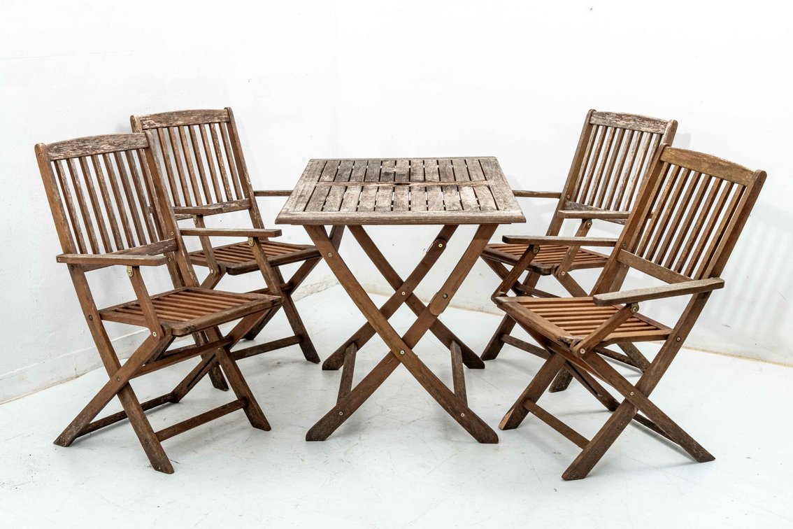 Outdoor Folding Table with 3 Folding Chairs