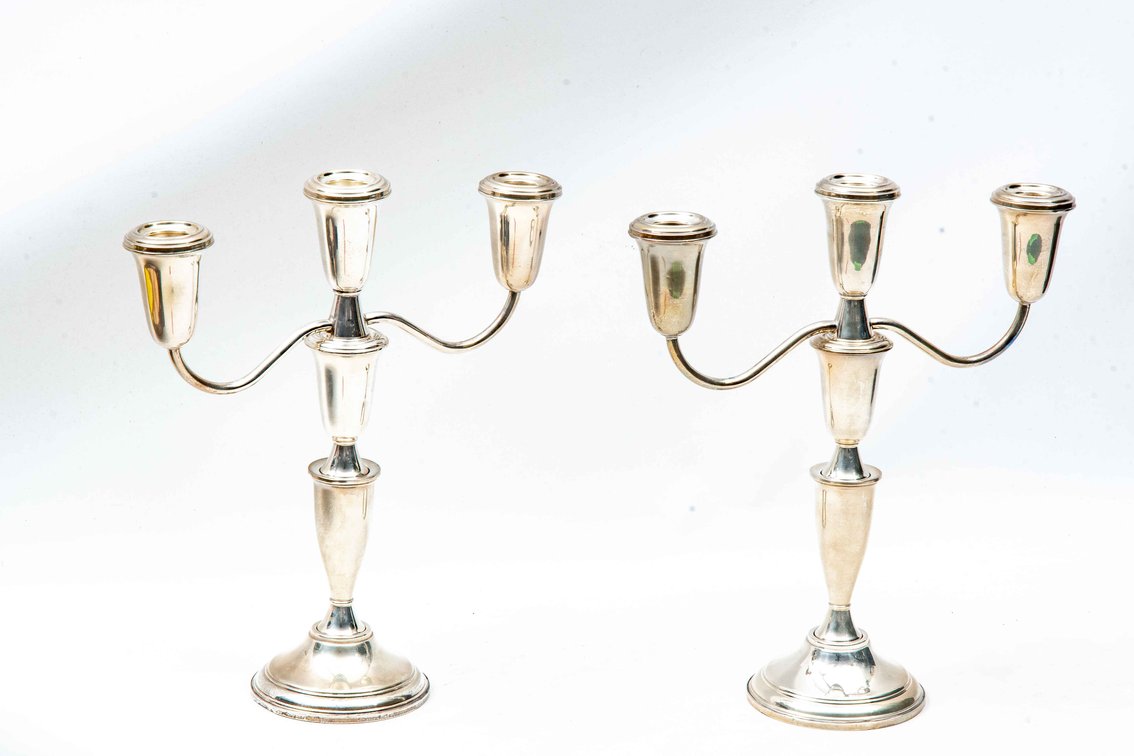 Pair of Sterling Candlesticks by Crown