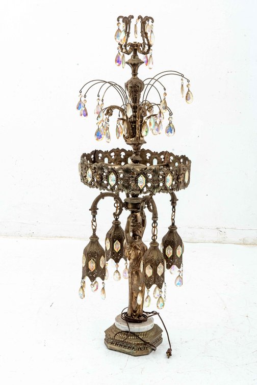 L & L WMC Hollywood Regency Crystal Prism Lamp