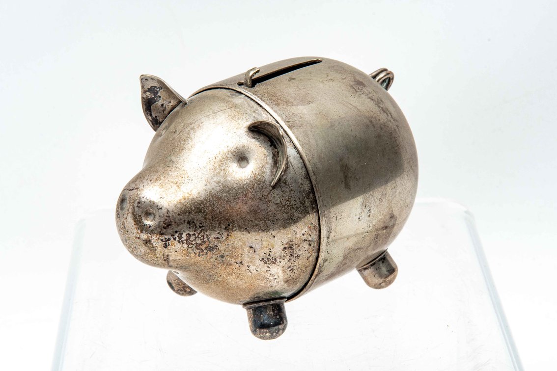 Silver Plate Piggy Bank by Napier
