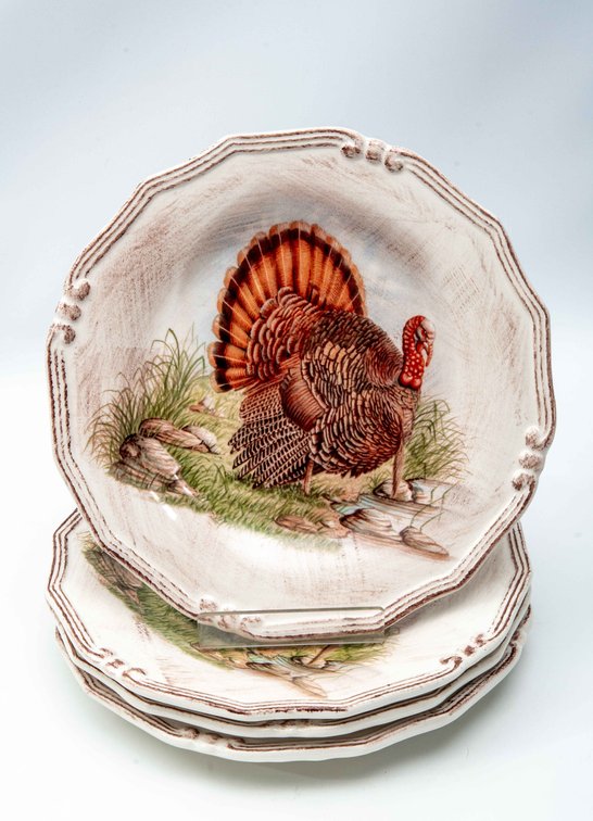 4 Turkey Plates By Ceramica Cuore- Italy