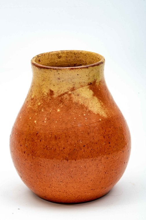 Jugtown Orange & Cream Glazed Vase