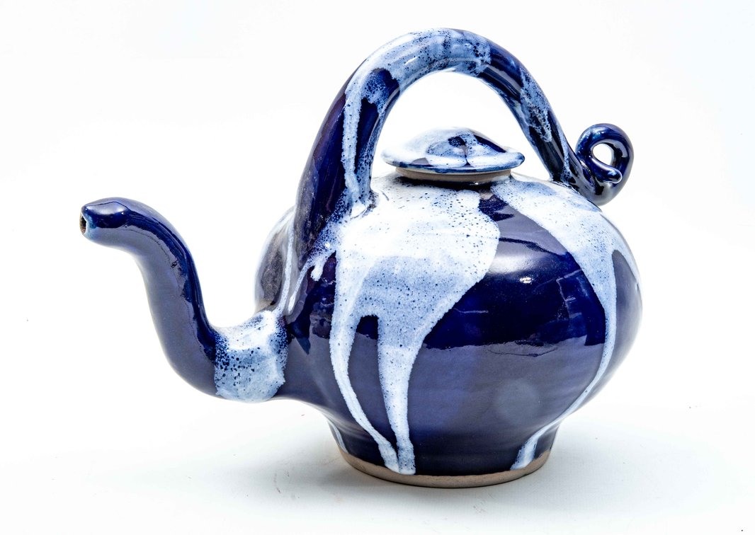 Noel Benedict Blue & White Drip Glazed Teapot