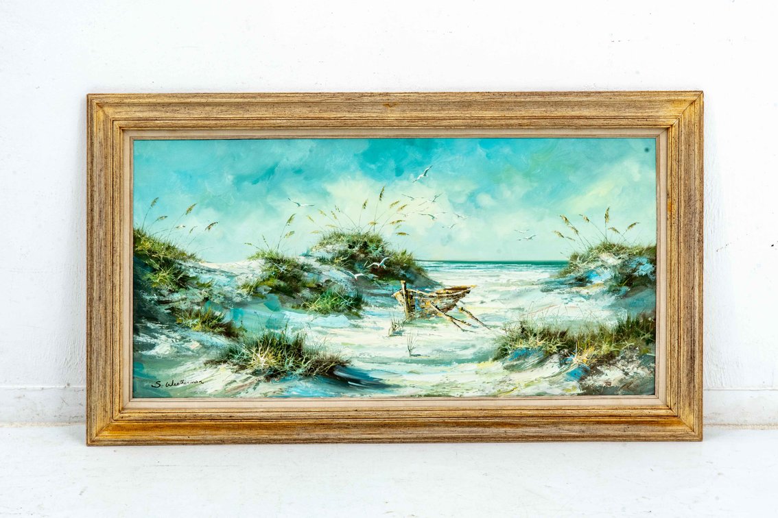 Vintage S. Weatherman Original Oil on Canvas Frame