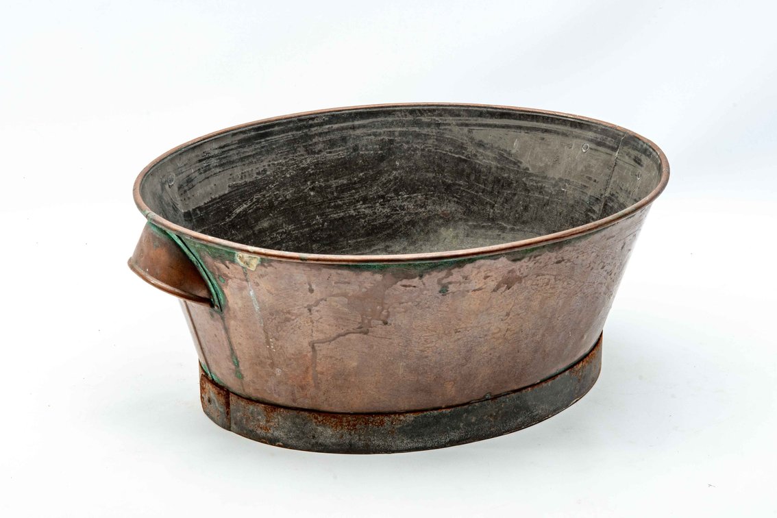 Hand Made Footed Copper Tub w/ Handles