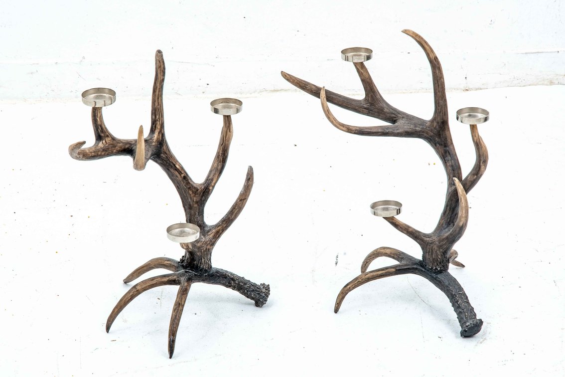 Pair of Faux Antlers w/ Tea Light Candle Holders