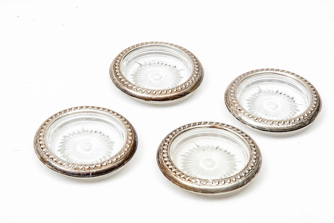 Crystal & Sterling Drink Coasters