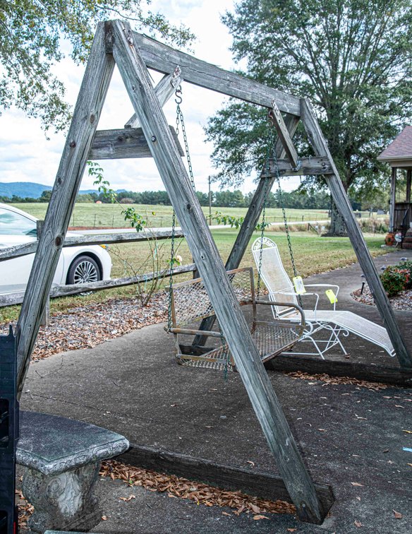 Steel Hanging Swing With Wood Frame