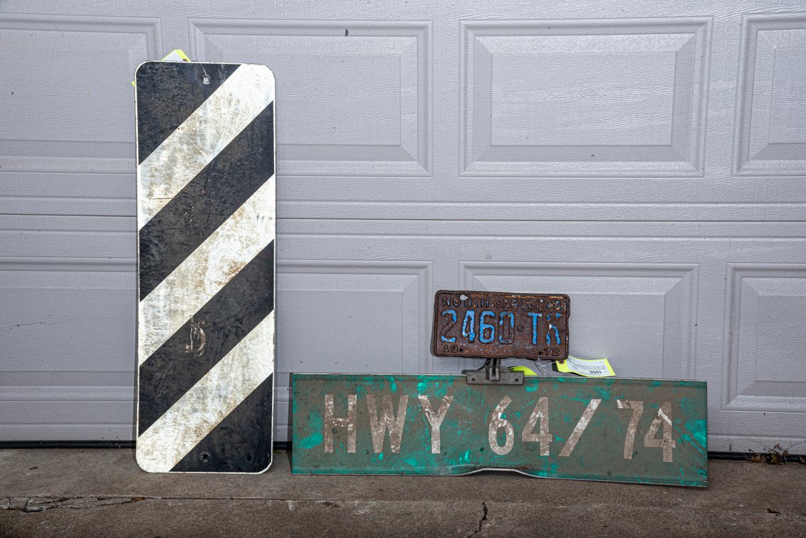 2 Road Signs & '72 NC License Plate