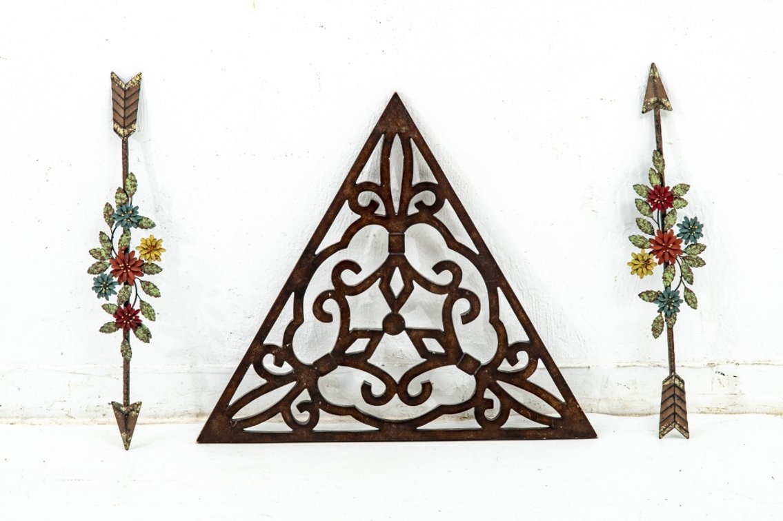 Wooden Triangle & Metal Arrow Wall Art