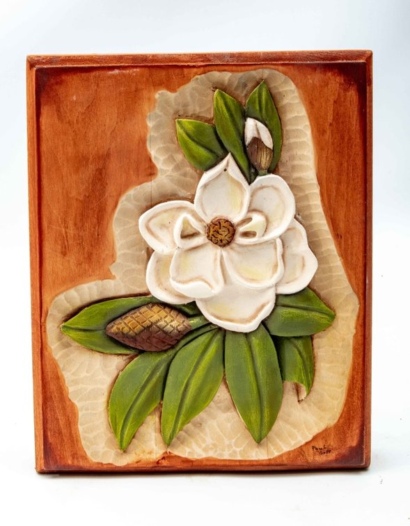 Carved & Painted Southern Magnolia by Paul Goff