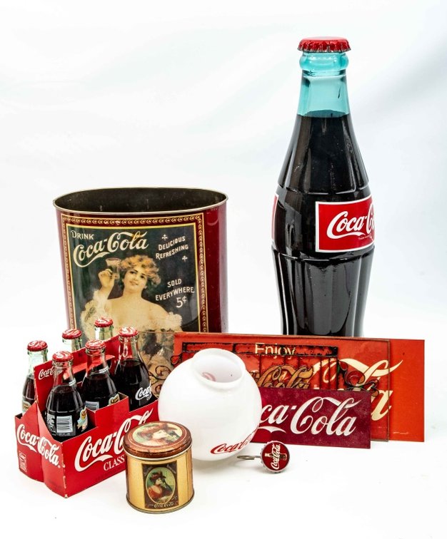 Coca Cola Trash Can, 6 Pack, Large Bottle & Nore