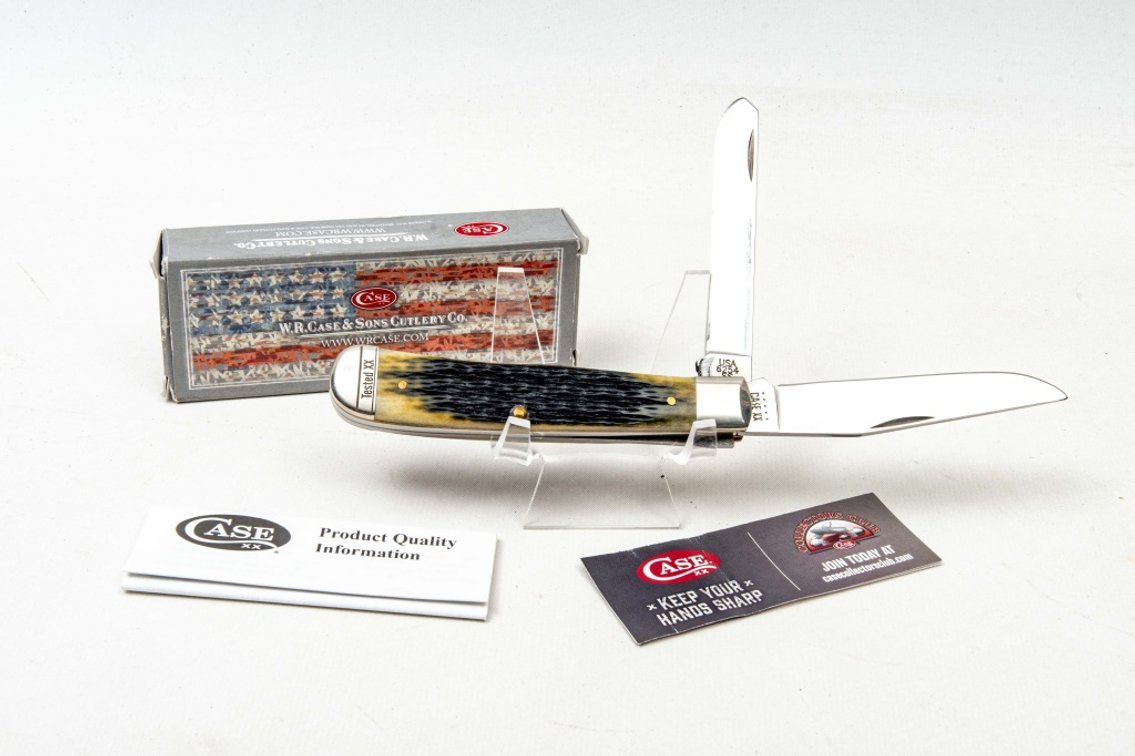 Case Trapper Pocket Knife-Olive Jigged Bone- NIB