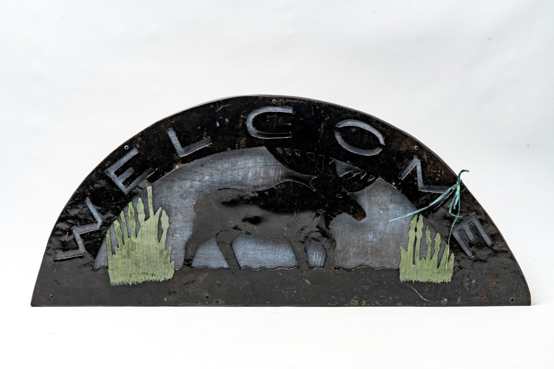 Cutout Metal Moose Welcome Arch
