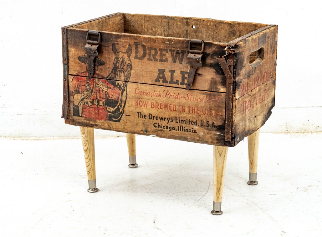 Converted Drewry's Ale Wooden Crate Basket