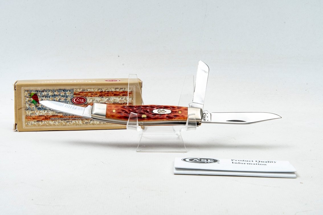 Case 3 Blade Stockman- Chestnut Jigged Bone-NIB