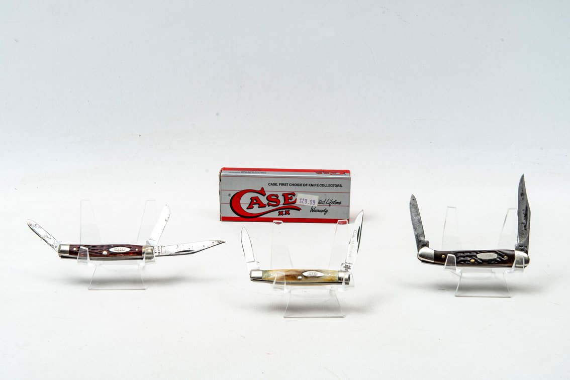 3 Case Pocket Knives-Copperhead, 2 Sm. Stockmans