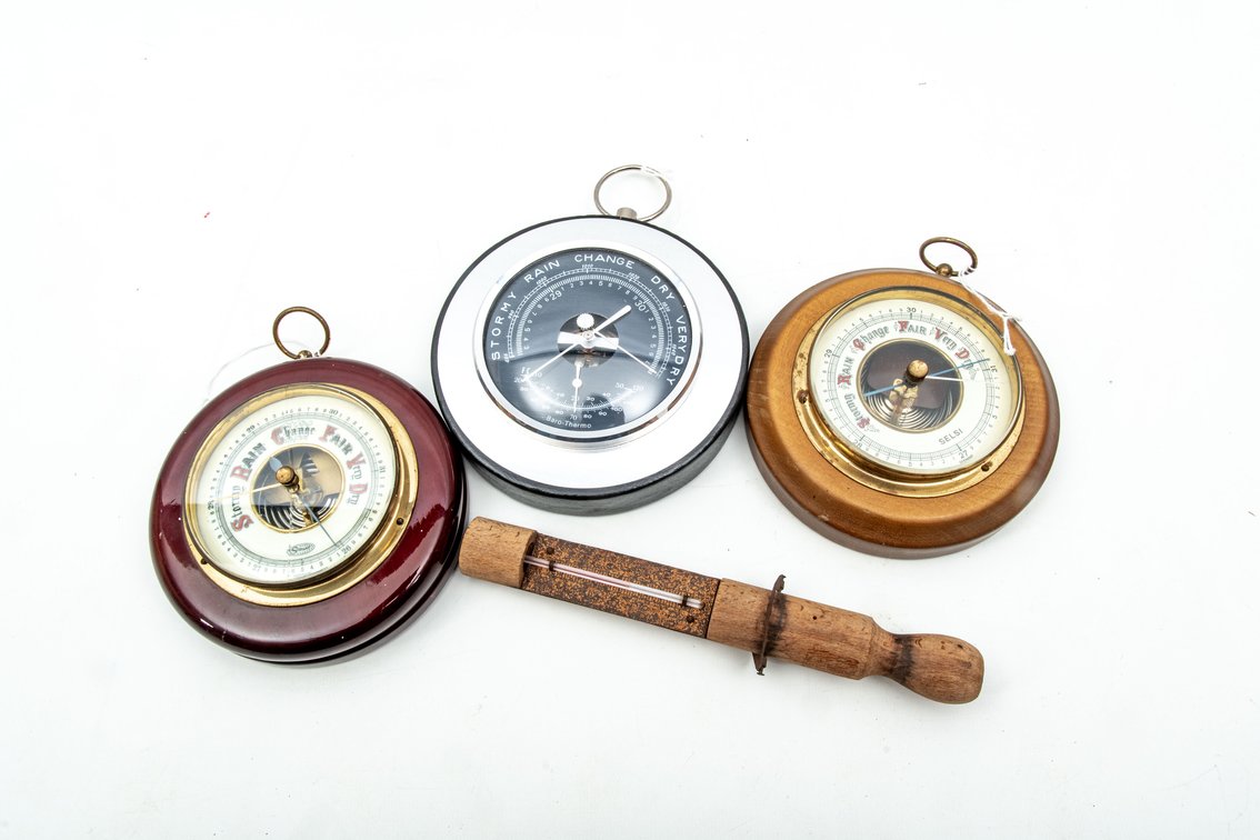 Barometers & Wooden Dowel Thermometer