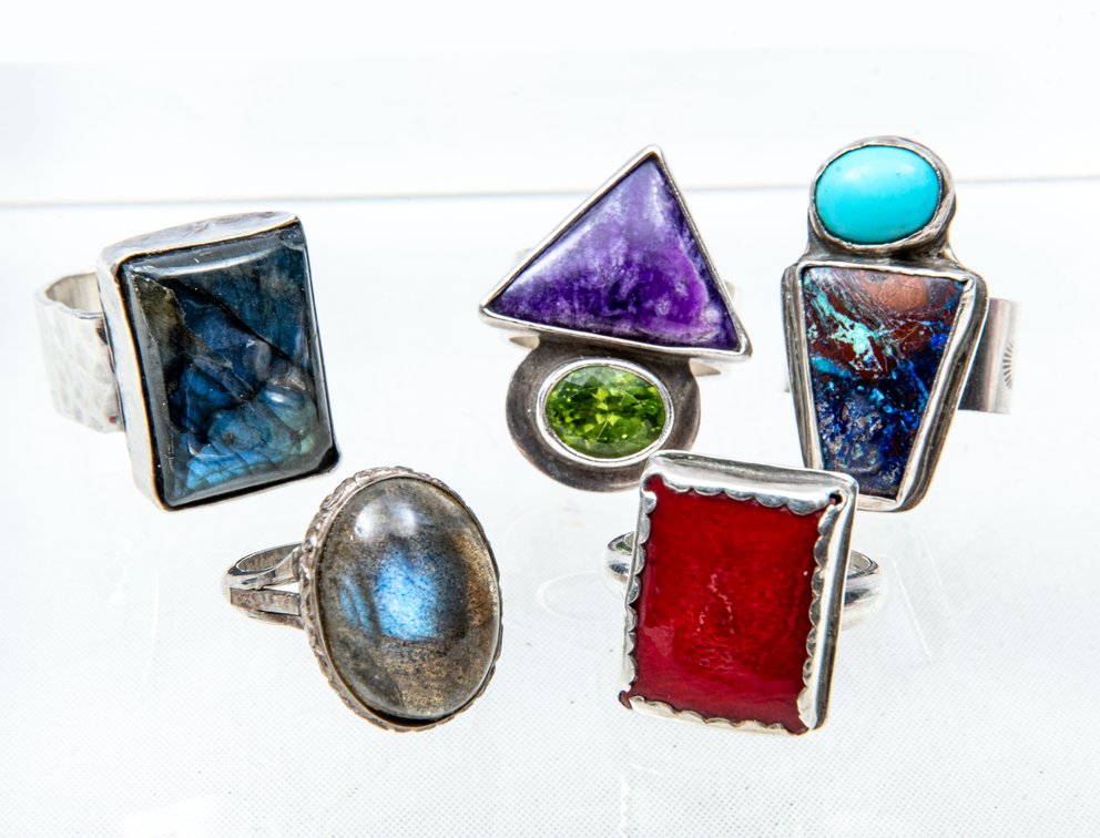 Five Custom Rings- Sterling- Donna Claridad- 49G