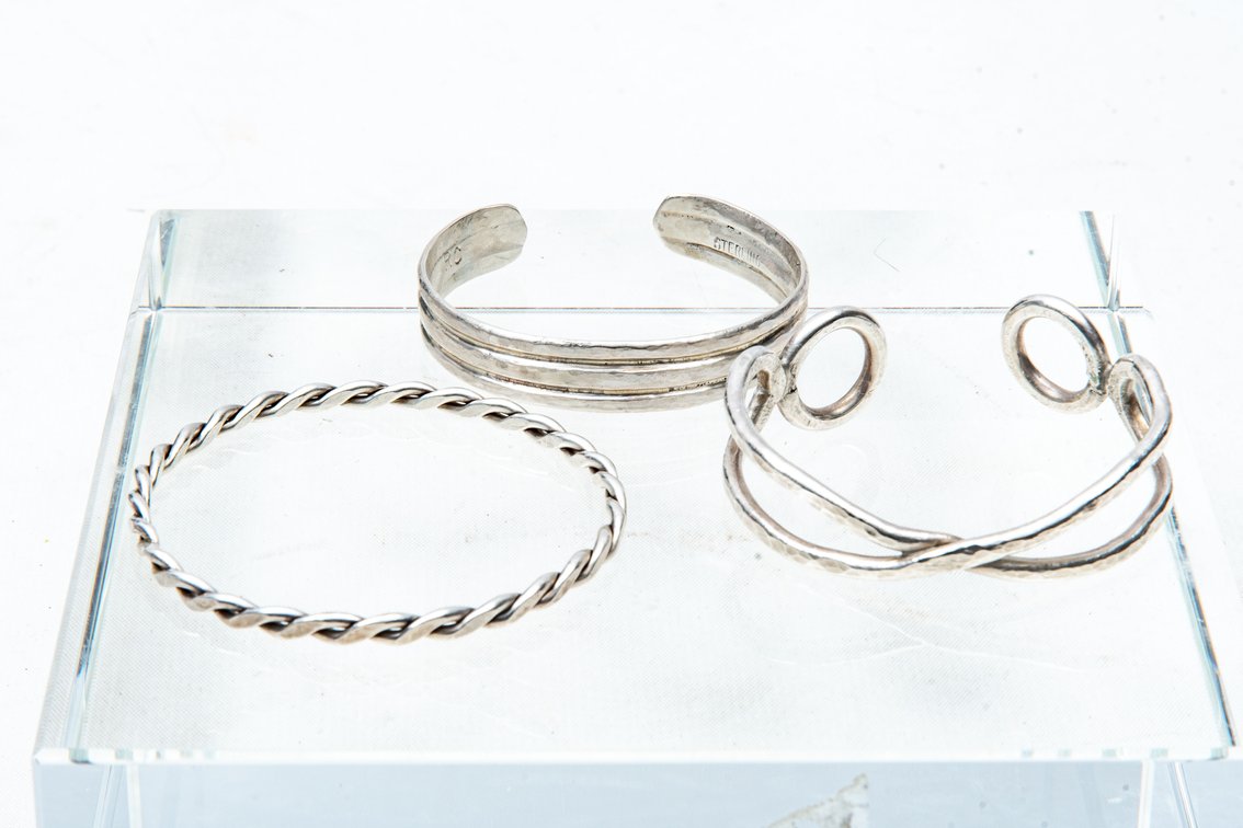 Three Sterling Bracelets- Cuffs & Bangle- Claridad
