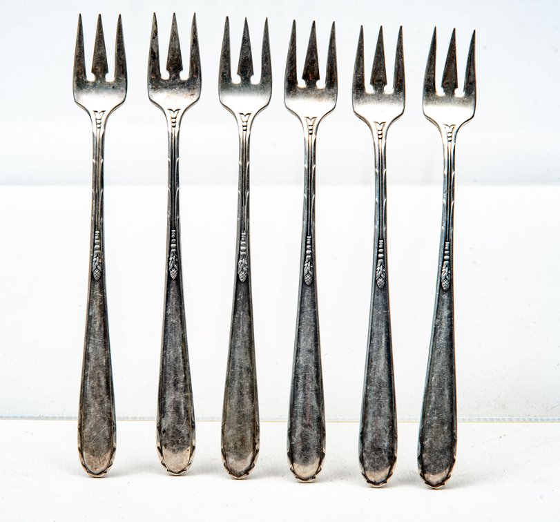 Six Sterling Cocktail Forks- 102 Grams