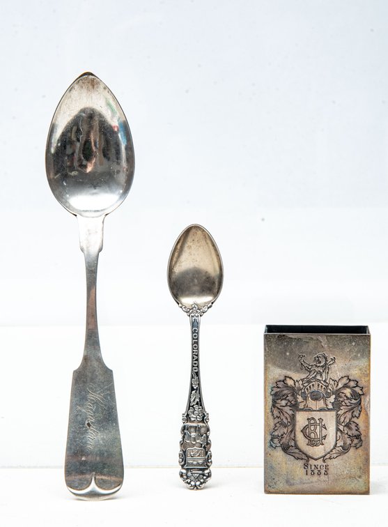 2 Sterling Spoons & Match Safe- 51 Grams