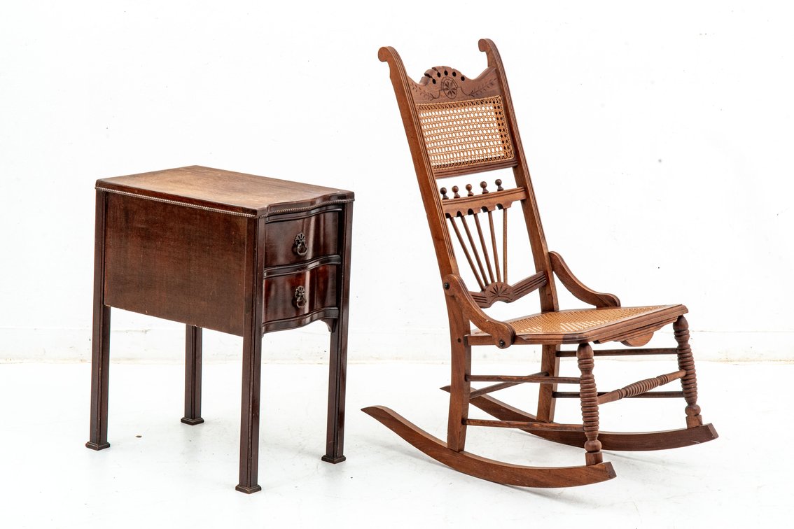 Eastlake Rocking Chair & 2-Drawer Nightstand