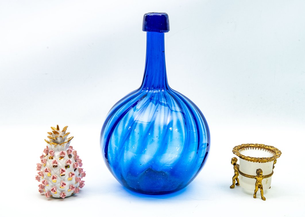 Blue Glass Vase, Pineapple Perfume Bottle, ...