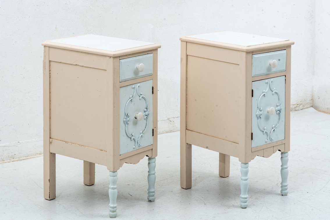 Peach & White Vanity End Tables