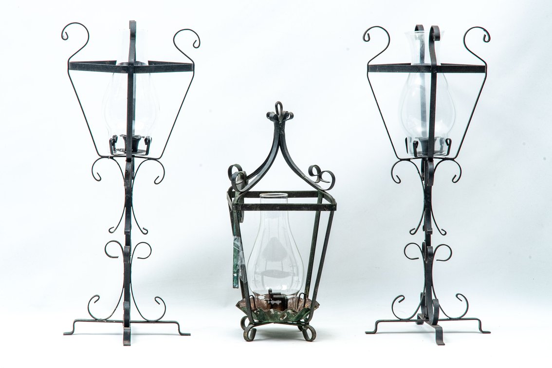 Scrolled Metal Lantern Style Candle Holders