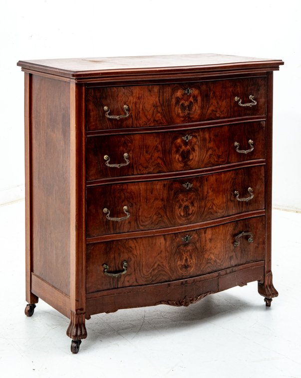 Bow Front Dresser w/ Mirrored Veneers