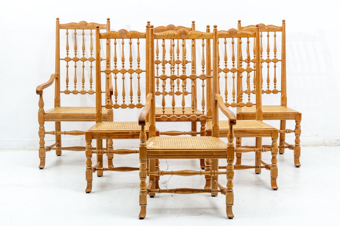 6 Henredon Dining Chairs w/ Cane Seat