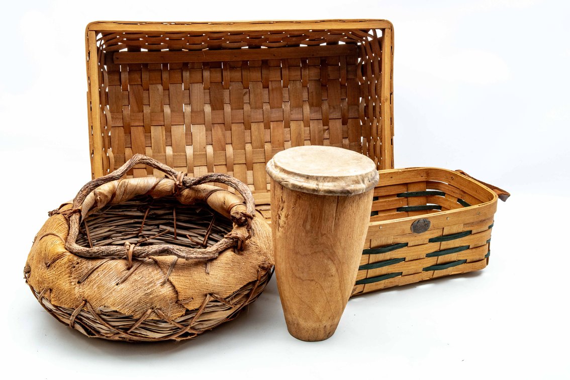 Baskets & Small Raw Hide Drum