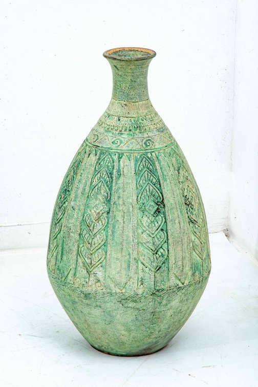 Large Green Terracotta Vase 36" Tall