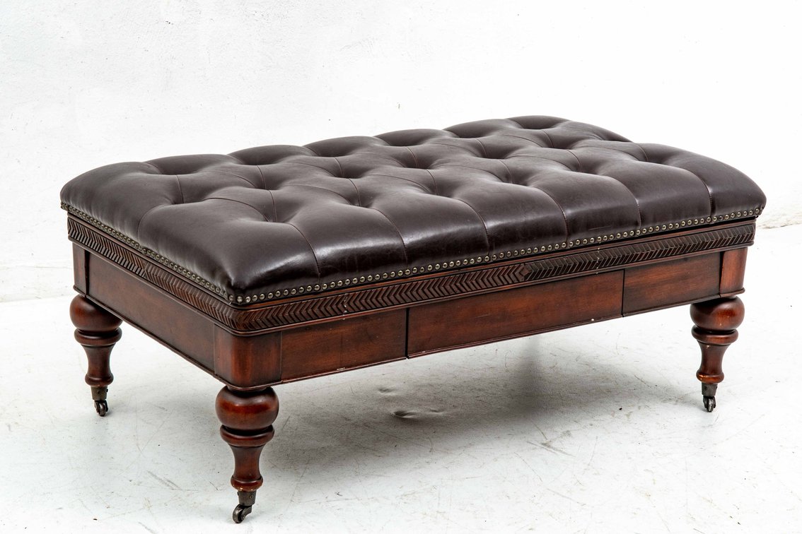 Large Tufted Ottoman w/ Drawer
