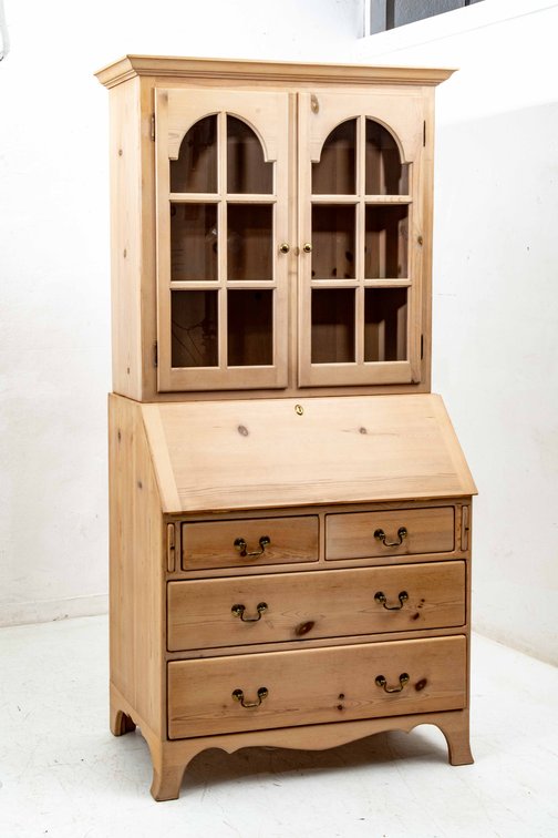 Tall Pine Secretary  with Desk, Storage & Display