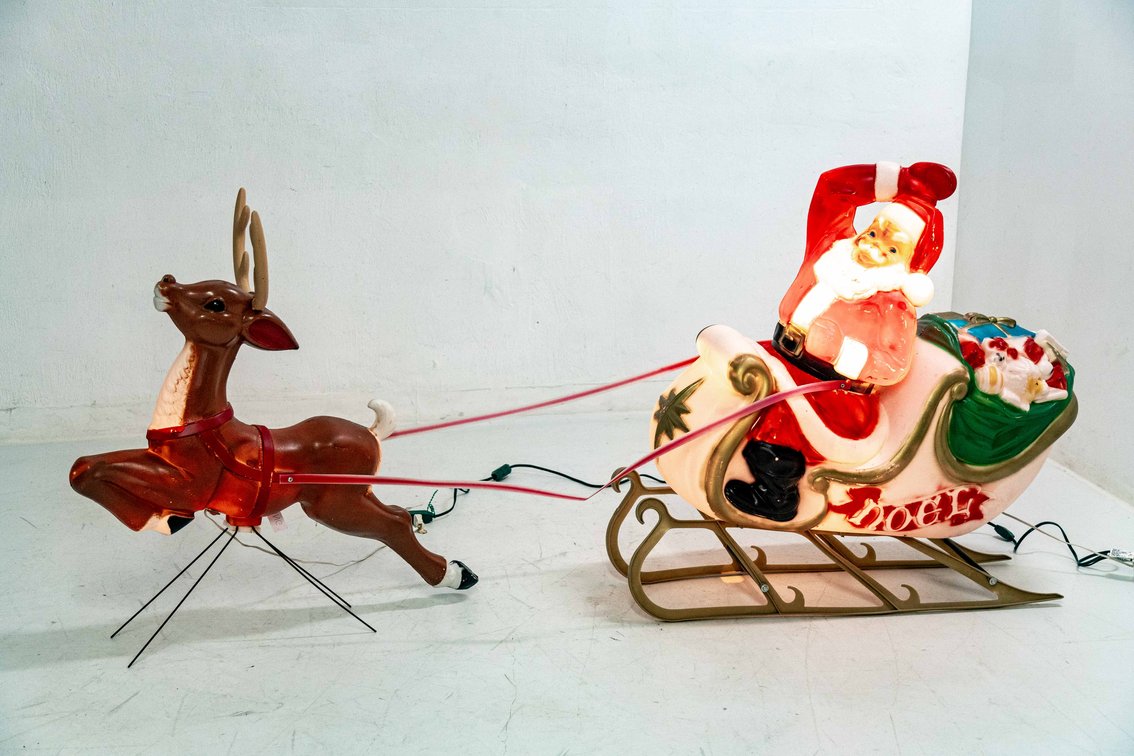 General Foam Plastics Blow Mold Reindeer & Santa Claus Set