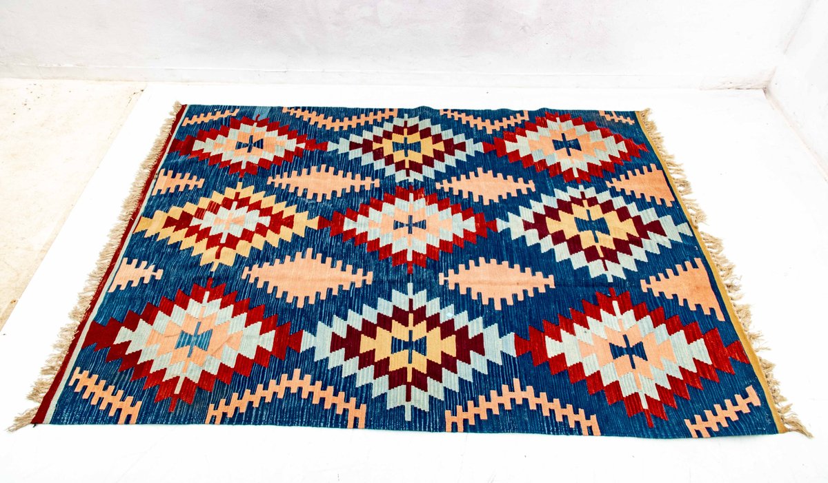 Nomad Blue Turkish Kilim Area Rug