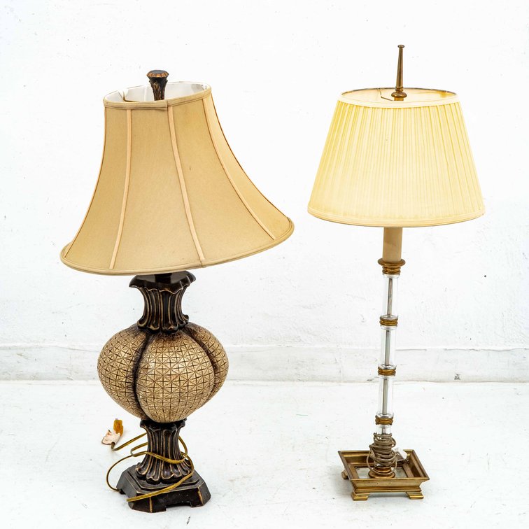 1972 Glass & Brass Table Lamp &