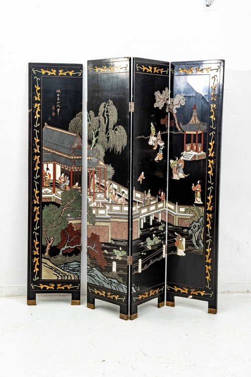 Black East Asian Folding Screens