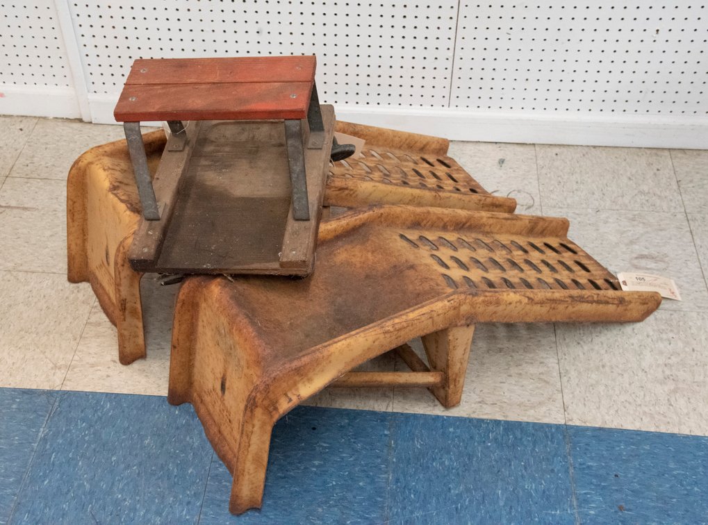 Two Car Repair Ramps & Creeper Stool