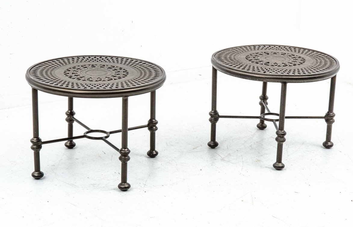 Pair of Round Metal Side Tables