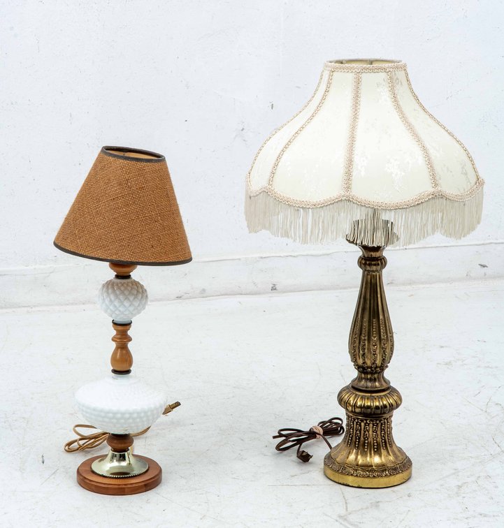 Milk Glass Lamp & Brass-Toned Lamp