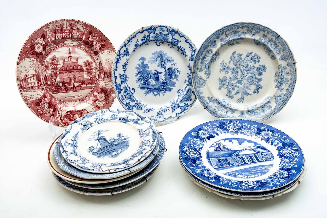 Blue & Red Transferware - Little White House