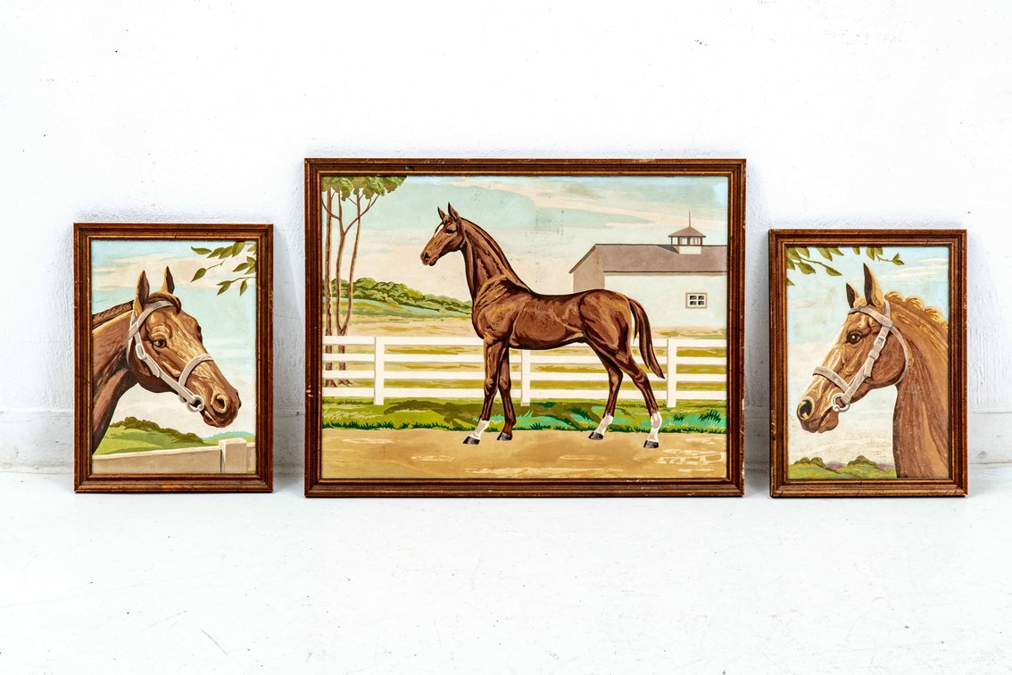 Vintage Paint-By-Number Horse Paintings