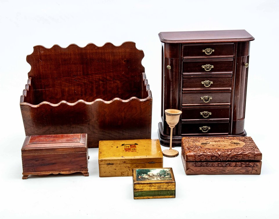 Wall Shelf, Table Jewelry Box, & Trinket Boxes