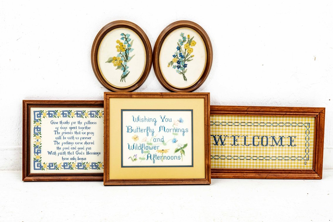 Embroidered Florals & Cross-Stitch Phrases