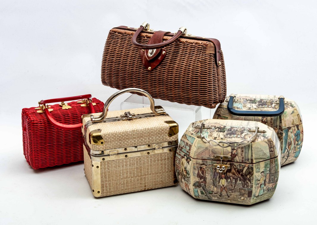 Lot of Unique Purses: Woven & Wood